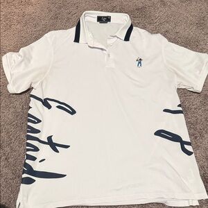 Eastside Golf Men's White Polo Shirt with Navy Accents